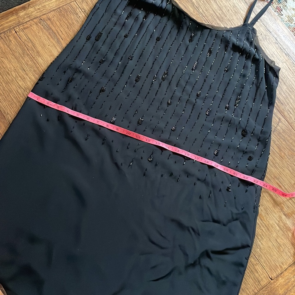 Eileen Fisher 100% Silk Dress Black with sequins spaghetti straps. Size 16 - Picture 9 of 14